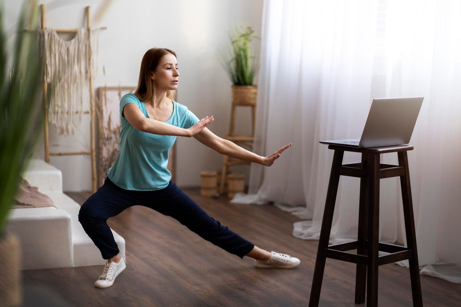 Student learning dance online